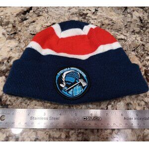 Stepchild Snowboards Patch Beanie Toque One Size Fits All. Blue Red White Cap
